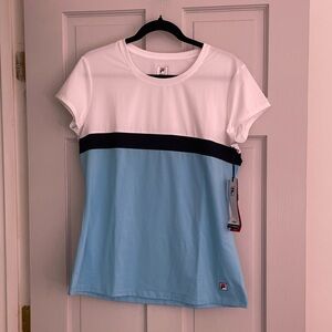 NWT Fila Heritage Collection blue and white color block tennis top size XL